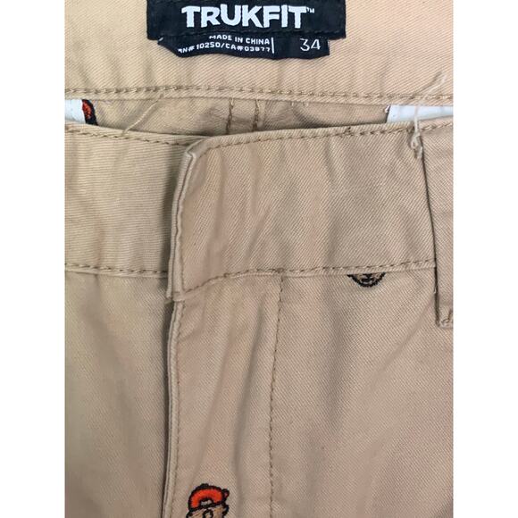 TRUKFIT khaki Chino flat front Embroidered all over pants 34 x 32 100% cotton - Picture 10 of 10